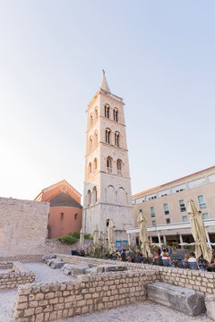 Saint Anastasia Bell Tower and Roman Forum Ruins in Zadar