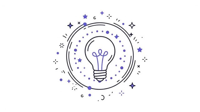 Glowing Light Bulb Icon Animation, Idea Concept & Innovation Symbol