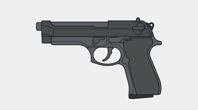 Beretta Pistol Vintage Sketch Drawing