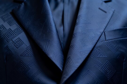 Closeup of a blue suit jacket