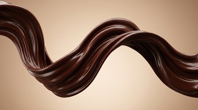 Flowing Brown Chocolate Cream Splash Swirl Isolated on brown Background 