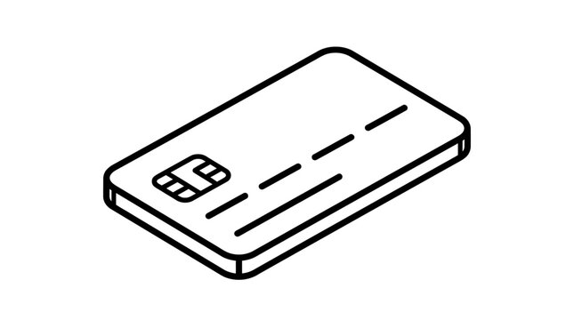 Electronic chip payment card perspective illustration simple outline