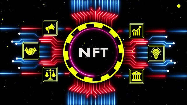 Nft non fungible token business investment technology concept dynamic animation loop background.