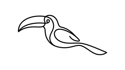 Minimalist toucan bird line art, single continuous stroke, elegant design, vector illustration © rebok
