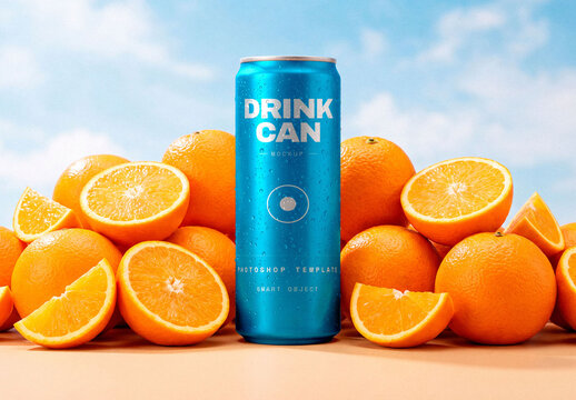 Fruit Space Can Orange Slim Mockup