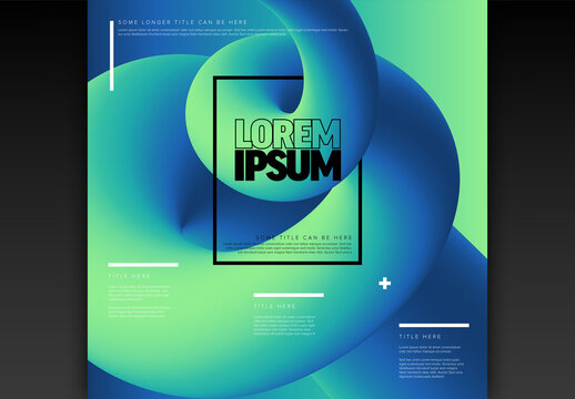 Abstract 3D Liquid Wave Editable Poster Design in Blue and Green