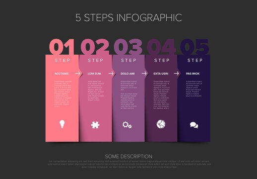 Five Steps Business Infographic Template with Gradient Design