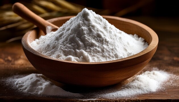 pure white zinc oxide powder in rustic bowl