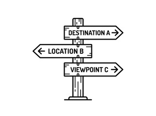 Simple directional signpost with three arrows pointing to destinations © Amina