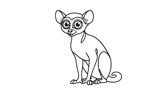 Cute cartoon lemur illustration white background.
