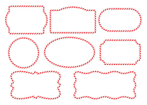 Candy cane frames set, christmas candies borders collection &mdash; classic vintage forms.
