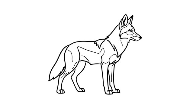 Minimalist fox line art illustration white background.
