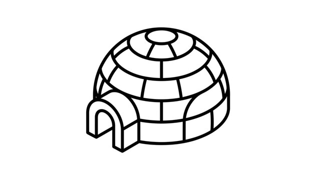 Simple line art illustration of an igloo structure entrance