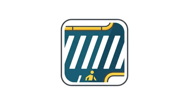 Zebra crossing icon. Pedestrian road sign for safe street walking and traffic navigation.