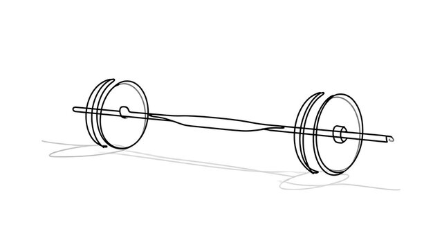 Barbell with weight plates on white background.