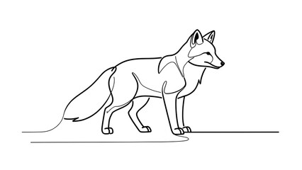 Obraz premium Minimalist fox line art illustration white background.