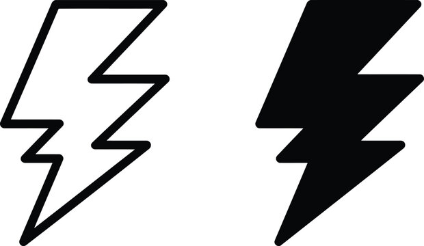Lightning icon duo graphic showcasing bolt stroke contrast