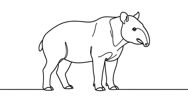 Tapir line drawing on white background.