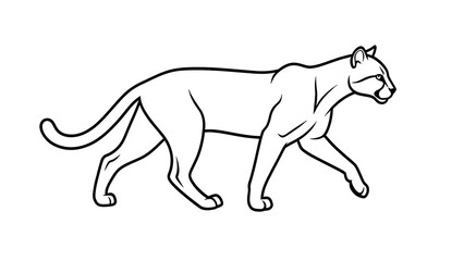 Fototapeta premium Cougar silhouette illustration on white background.