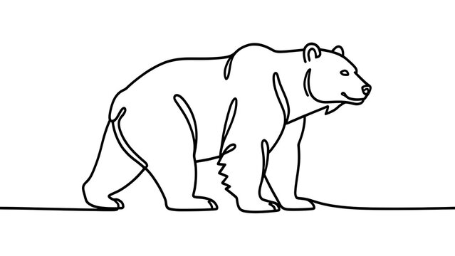 Minimalist bear illustration on white background.