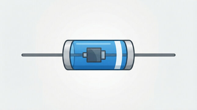 Silicon diode electronic component icon. Semiconductor device for electrical circuit design.
