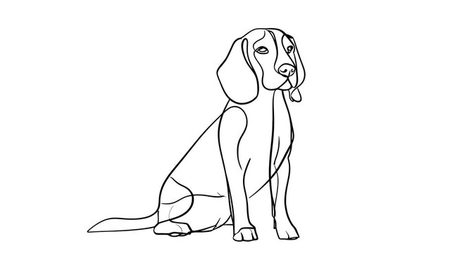 Beagle dog sitting illustration white background.