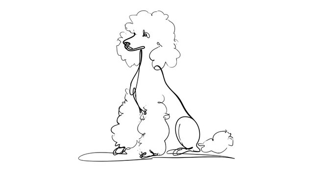 Cute poodle drawing on white background.