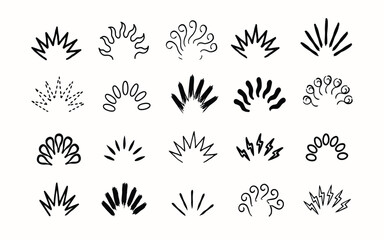 手描きのコミックスタイルの爆発とアクションエフェクトのコレクション © Rasel