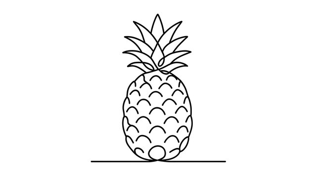 Minimal pineapple illustration on white background.