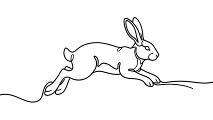 Obraz premium Running rabbit illustration on white background.