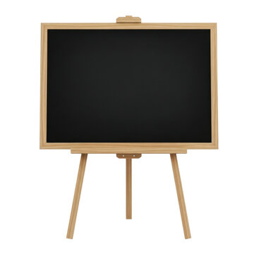 Chalkboard easel with wooden stand isolated on white background