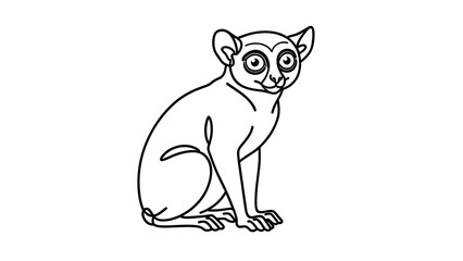 Fototapeta premium Cute cartoon lemur illustration white background.