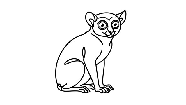 Cute cartoon lemur illustration white background.