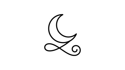 Minimalist crescent moon with elegant flourish, celestial symbol, line art © Musani