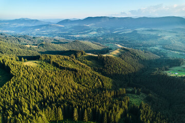 Obraz premium Aerial view of mountain hills