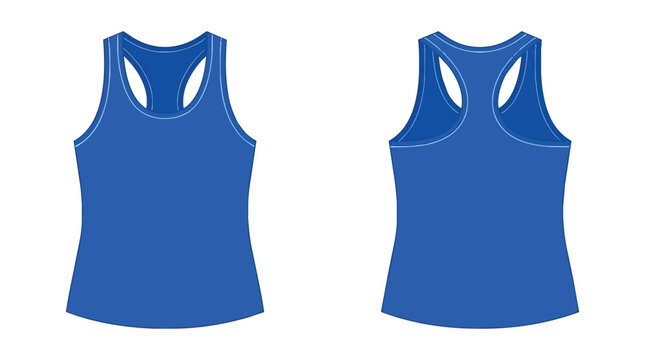 Blue Racerback Tank Top Mockup Front and Back Views for Sportswear Fitness and Casual Summer Fashion Style