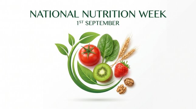 National nutrition week promotional poster featuring fresh vegetables including