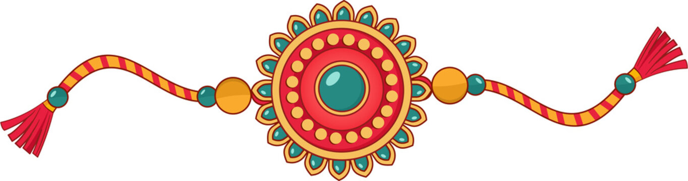 raksha bandhan decorative wristband or rakhi indian festival vector illustration