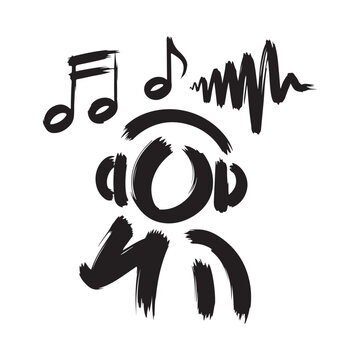 Musical Notes And Waveform Silhouette On White Background acoustic amplitude
