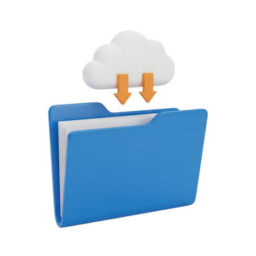 Cloud folder icon with sync arrows isolated on white background