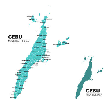 Cebu Province Administrative Map with Municipal and City Boundaries