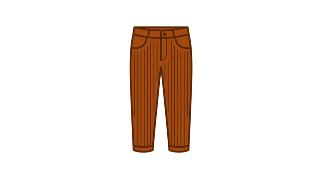 Brown Corduroy Trousers Fashion Vector Illustration Garment Icon