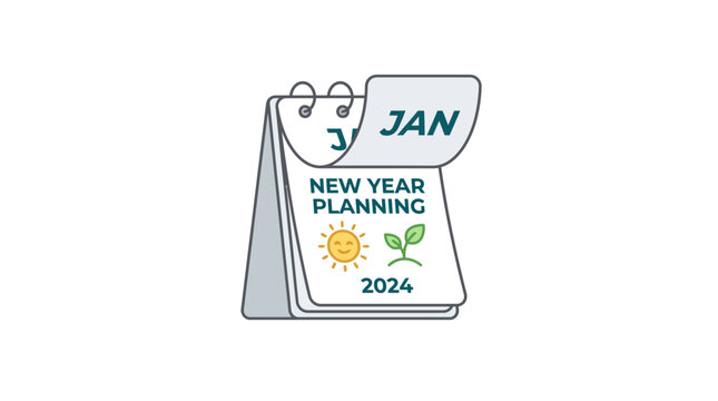2024 New Year Planning Calendar Vector Illustration January Schedule