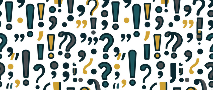 Seamless Pattern of Colorful Punctuation Marks and Symbols