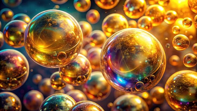 Golden bubbles in a multicolored dream