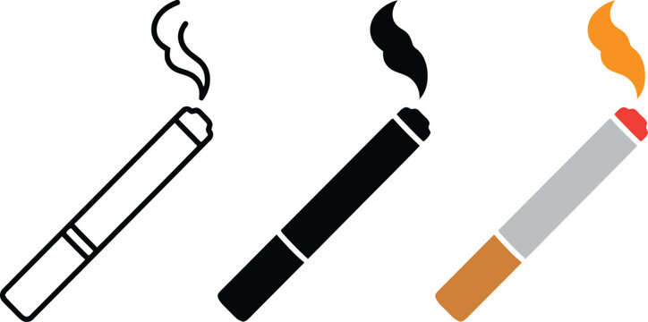 Cigarette vector illustration, smoking, danger icon, white and orange filter.