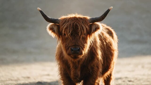 highland cattle close up at morning light in scottish highlands scotland video