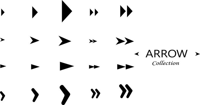 Set of modern geometric arrow heads and chevron icons vector illustration isolated on white background for user interface design