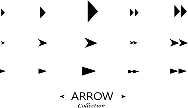 Modern directional triangle arrow heads and double arrow set vector illustration for mobile app user interface design
