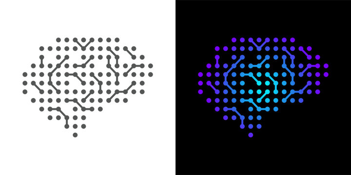 Digital Brain Circuit Network AI Artificial Intelligence Technology Vector Graphic Illustration